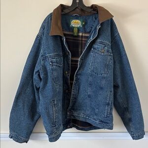 Cabela’s Denim Jacket with Leather Collar 2XL Tall